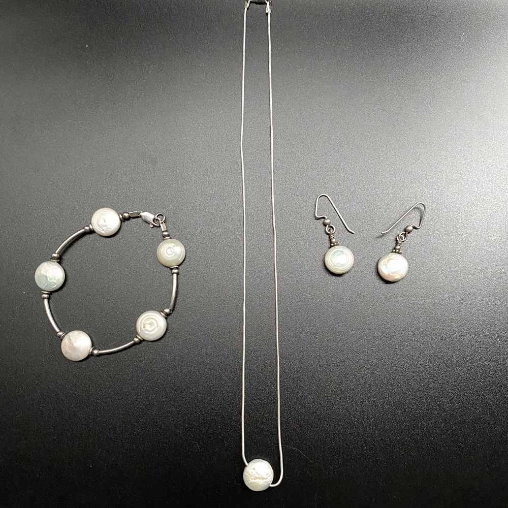 Italian 925 Sterling Silver 3-piece Matching Earrings, Necklace and Bracelet Set - Picture 8 of 8